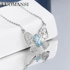 Ожерелье Luomansi в виде бабочки с голубым топазом 4*8 мм, серебро 925 пробы, ювелирные изделия, подарок на свадьбу, вечеринку, день рождения для женщин