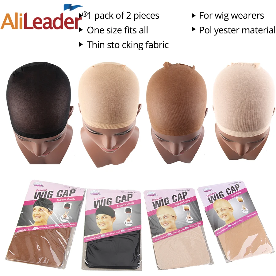 Alileader Clearance Quality Wig Caps Stocking 2Pcs Monofilament Cap Mesh Beige Nude For Making Free Size Net |