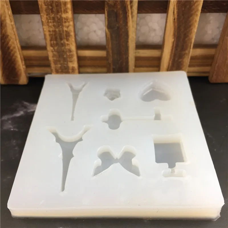 DIY клей силиконовые аксессуары плесень труба Эйфелева башня ключ бабочка любовь