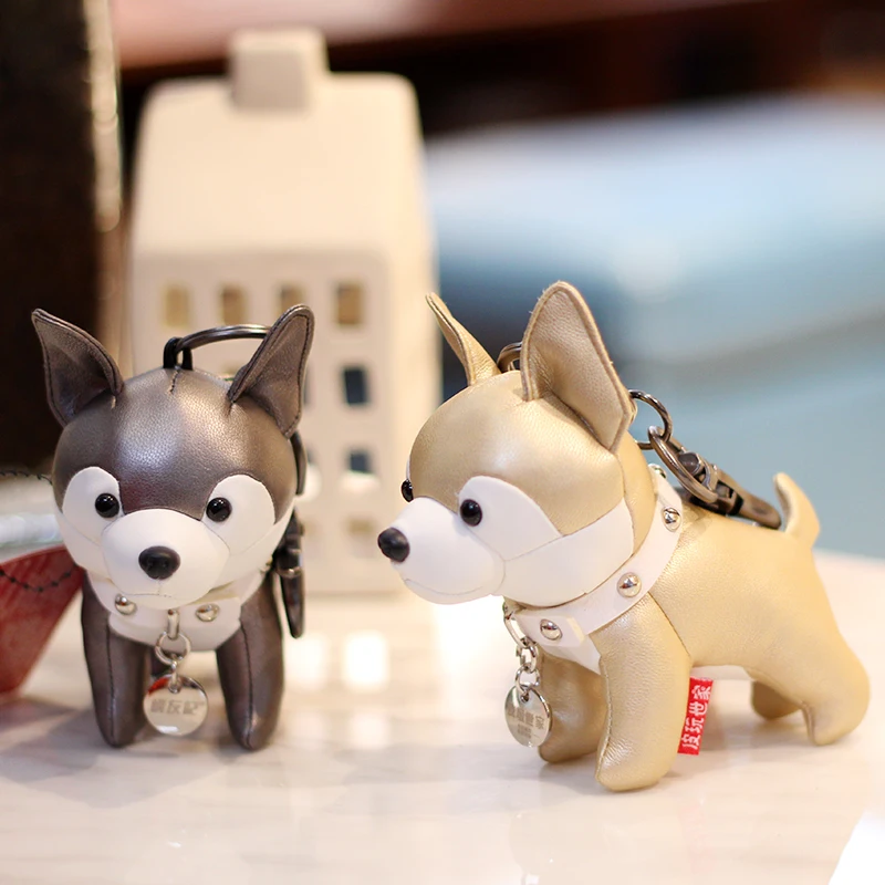 Искусственная кожа Шиба ину Собака Хаски Ключи Кольцо Подвеска кукла ручной
