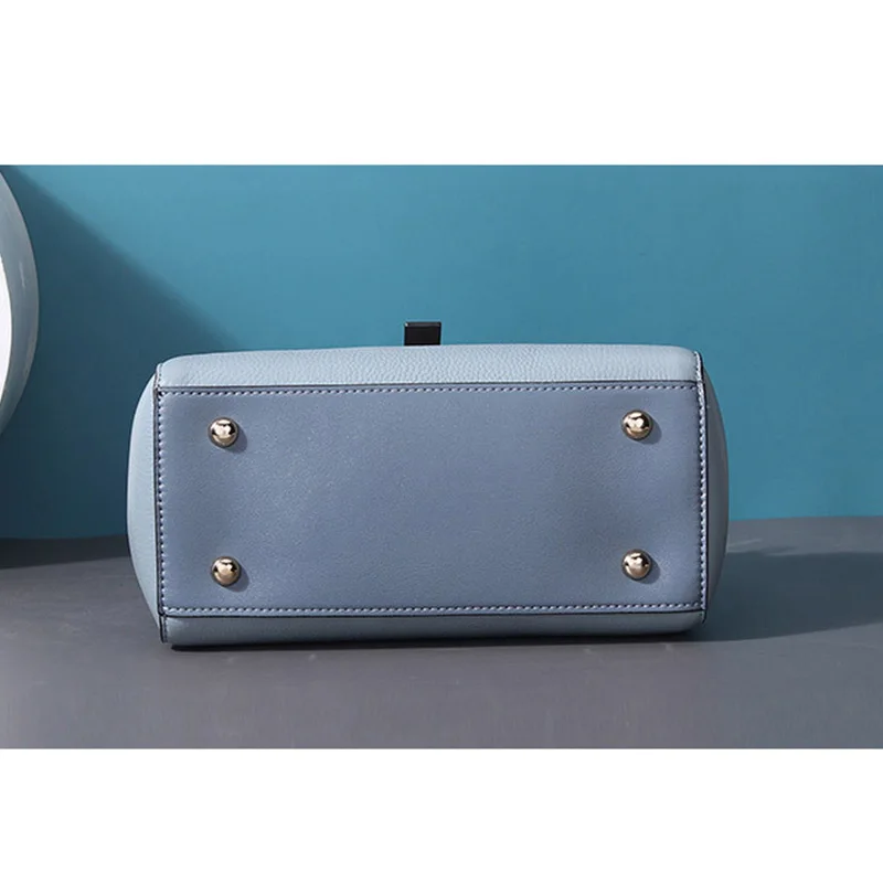 

100% Genuine Leather Women Shoulder Bags 2021 High Quality Casual Handbags Ladies Soft Satchels Cow Leather Crossbody Bag Blue