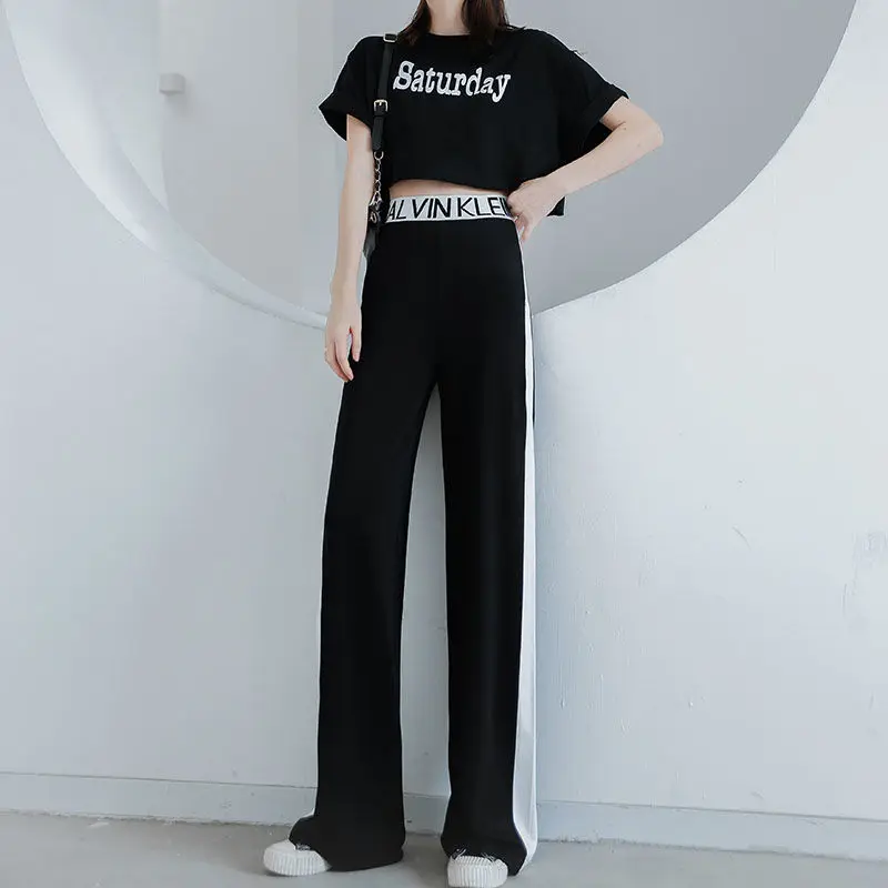 

Wide leg sports pants 2021 spring and autumn new loose and thin high waist drop casual pants