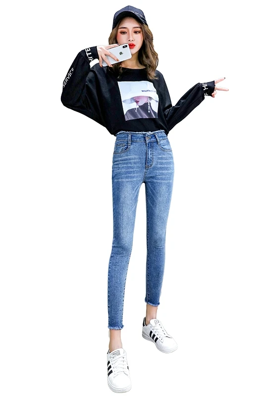 

NEW Woman Denim Jeans High Waist Blue Vintage Pencil Pants for Woman Autumn Spring Jean Female Boyfriend Style