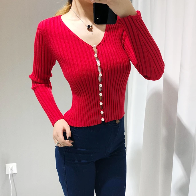 Винтажное с отделкой бусинами жемчужный черный кардиган женский до талии