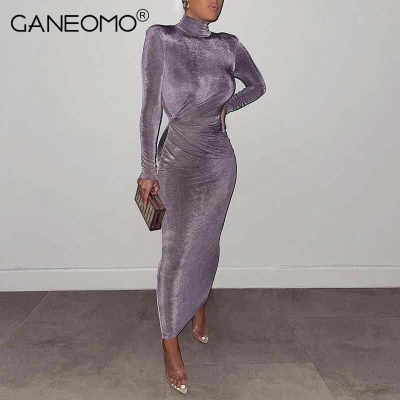 

Elegant Long Sleeve Knitted Bodycon Maxi Dress for Women Party Club Wrap Long Dresses 2021 Autumn Winter Purple Black Clothing