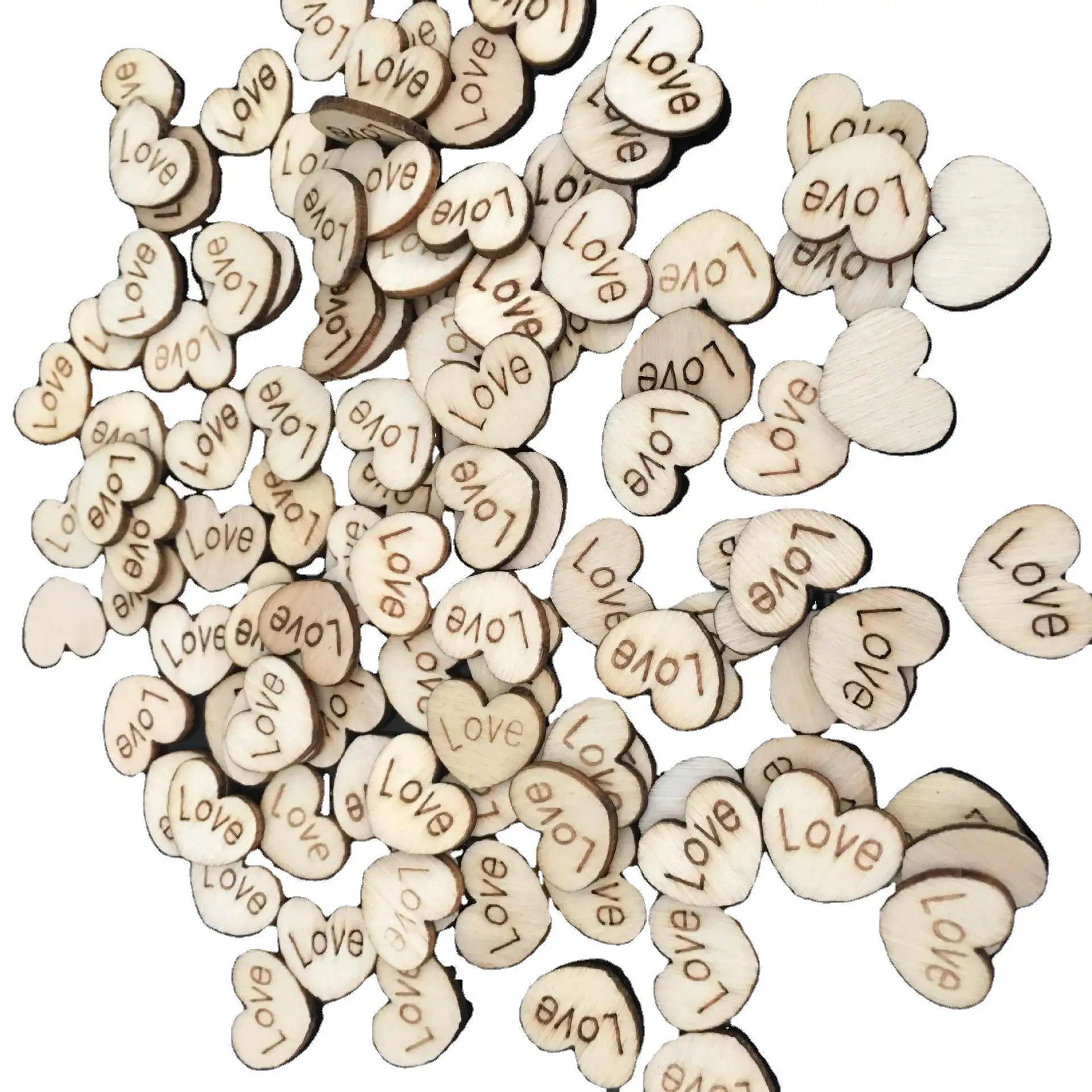 

50pcs Unfinished Wooden Hearts Crafts Blank Wood Slices Discs DIY Craft Cutout Embellishments for Wedding Christmas Ornaments