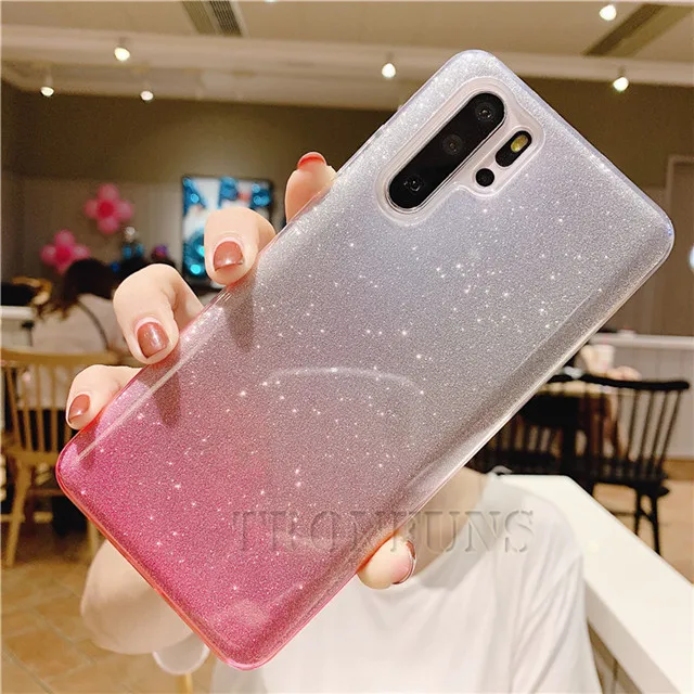 Розовый С сияющими блестками силиконовый чехол для samsung Galaxy A50 A30 A70 A20 A20E A10 A40 A60 A80 A90 M10 M20 M30 M40 Чехол Мягкий ТПУ чехол с мультипликационным рисунком - Цвет: Розовый