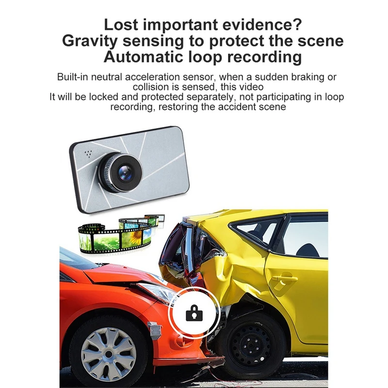 

Full HD 1080P Car DVR Wide Angle Lens 4 Inch 2.5D Mini Night Vision Car Camcorder Front Back Car DVR