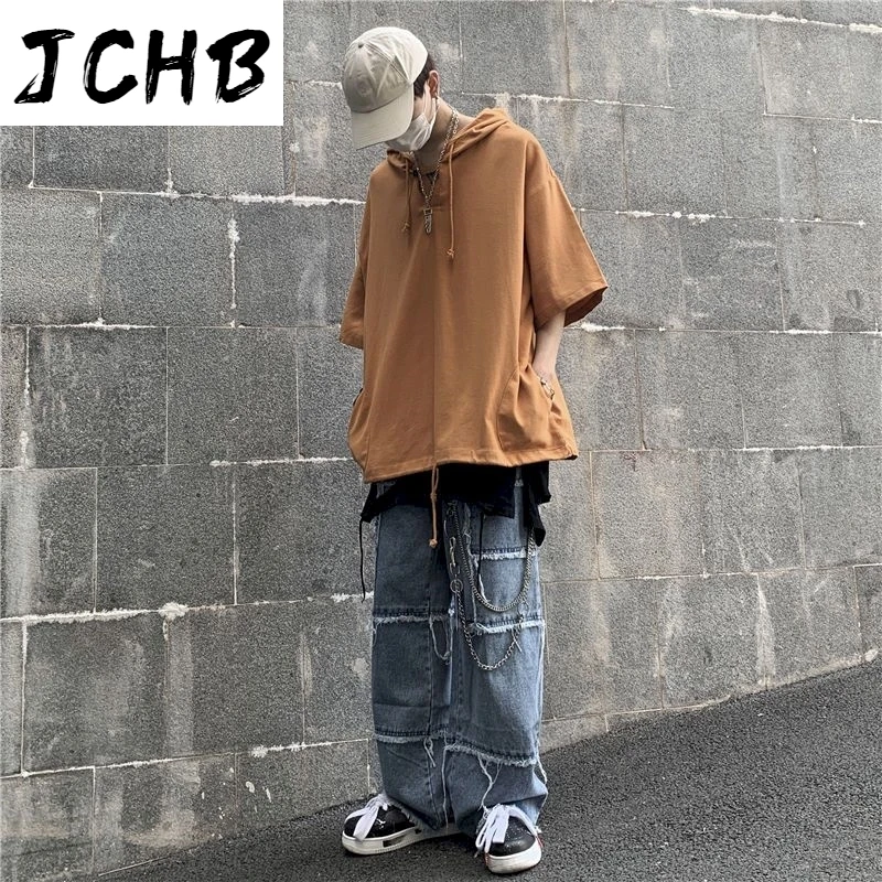 

2021 Solid Black Harajuku Man Hoodies Short Sleeve Sweatshirt Backwoods Summer New Fashion Couple Clothes Hooded Streetwear