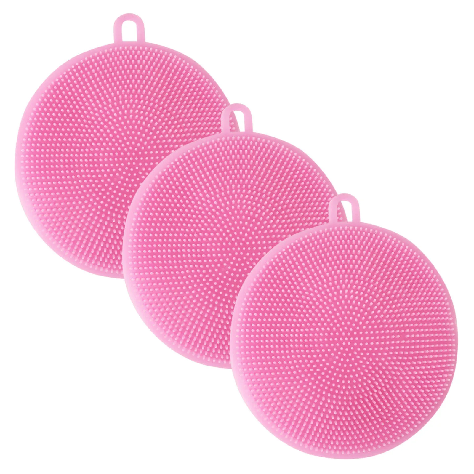 

3pc Kitchen Cleaning Brush Silicone Dishwashing Brush Pot Pan Sponge Scrubber Fruit Vegetable Dish Washing Cleaning Brush #M