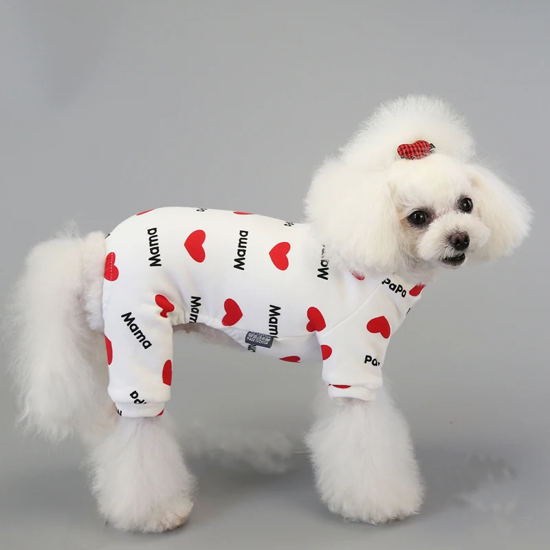 Одежда для собак с рисунком Love четыре ноги повседневная одежда пижамы домашних
