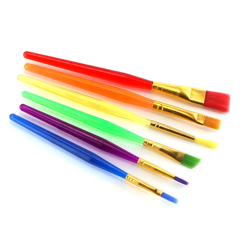 

6 шт./компл. конфеты Цвет детский водный Цвет кисти нейлоновая ручка для рисования для искусства начинающих живопись инструменты чертежные ...