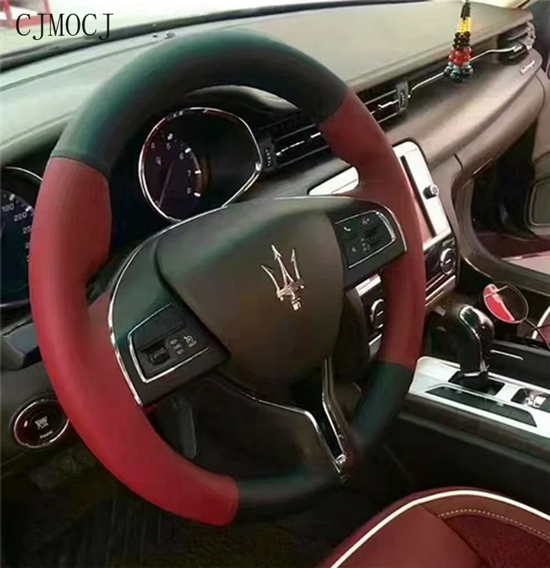 

For Maserati Quattroporte Ghibli Levante High-quality Suede Leather Hand Sewn Steering Wheel Cover Interior Car Accessories