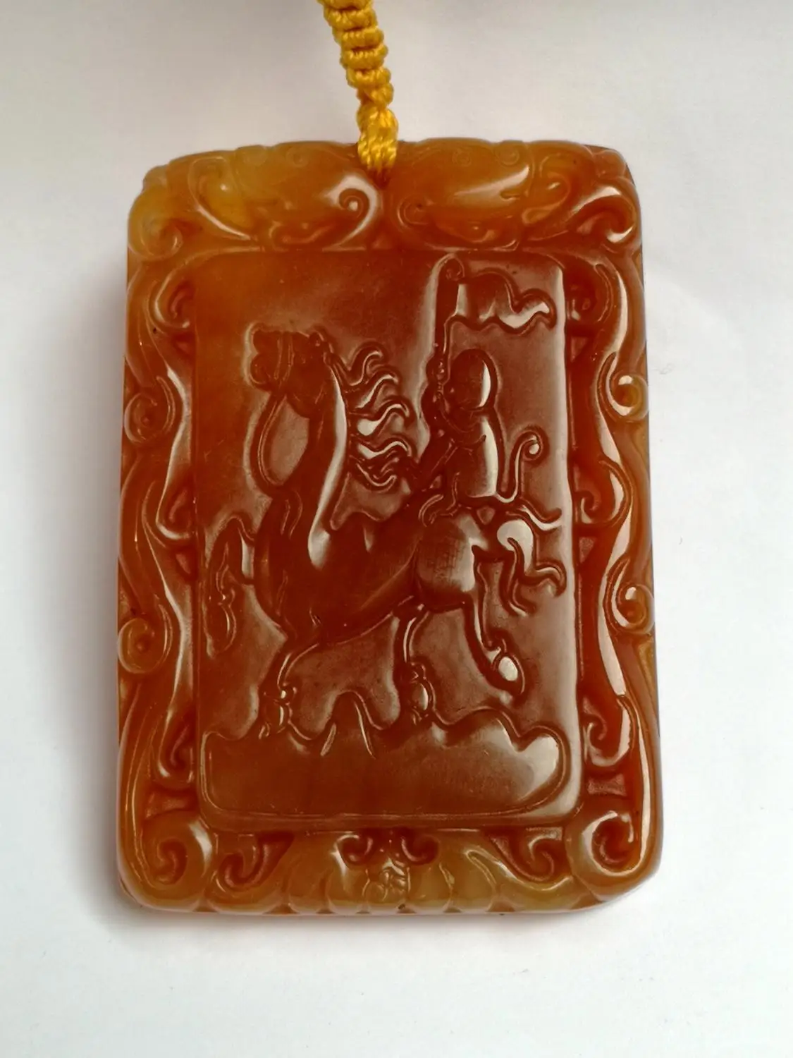 

YIZHU CULTUER ART 100% Natural Hand-carved Chinese Jade Necklace Amulet Pendant Auspicious Horse Monkey Trinket Gift