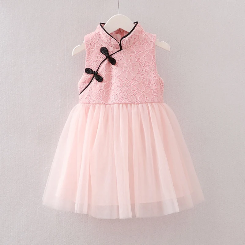 

Spring Girls' Dresses Sleeveless Dress Chinese cheongsam New Year gift Kids Girl Party Clothes Costume Baby Girls dress