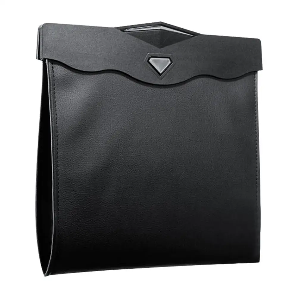 

Car Garbage Can Leather Trash Can For Car Foldable Hang Car Trash Bags With Smart LED Magnetic Buckle Switch For All Model C