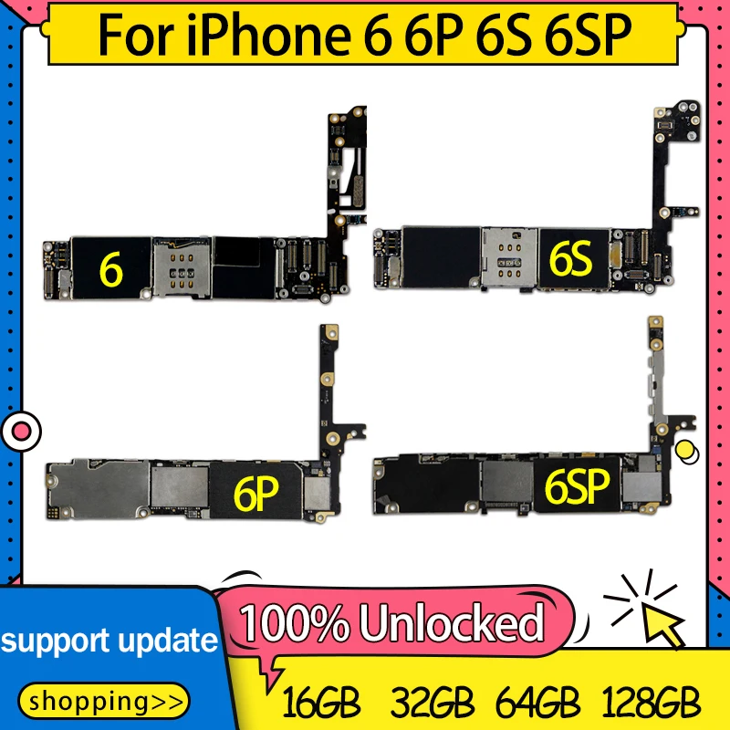 Материнская плата 100% разблокированная для iphone 6 plus 6s без Touch ID p 6sp логическая 16 ГБ/64