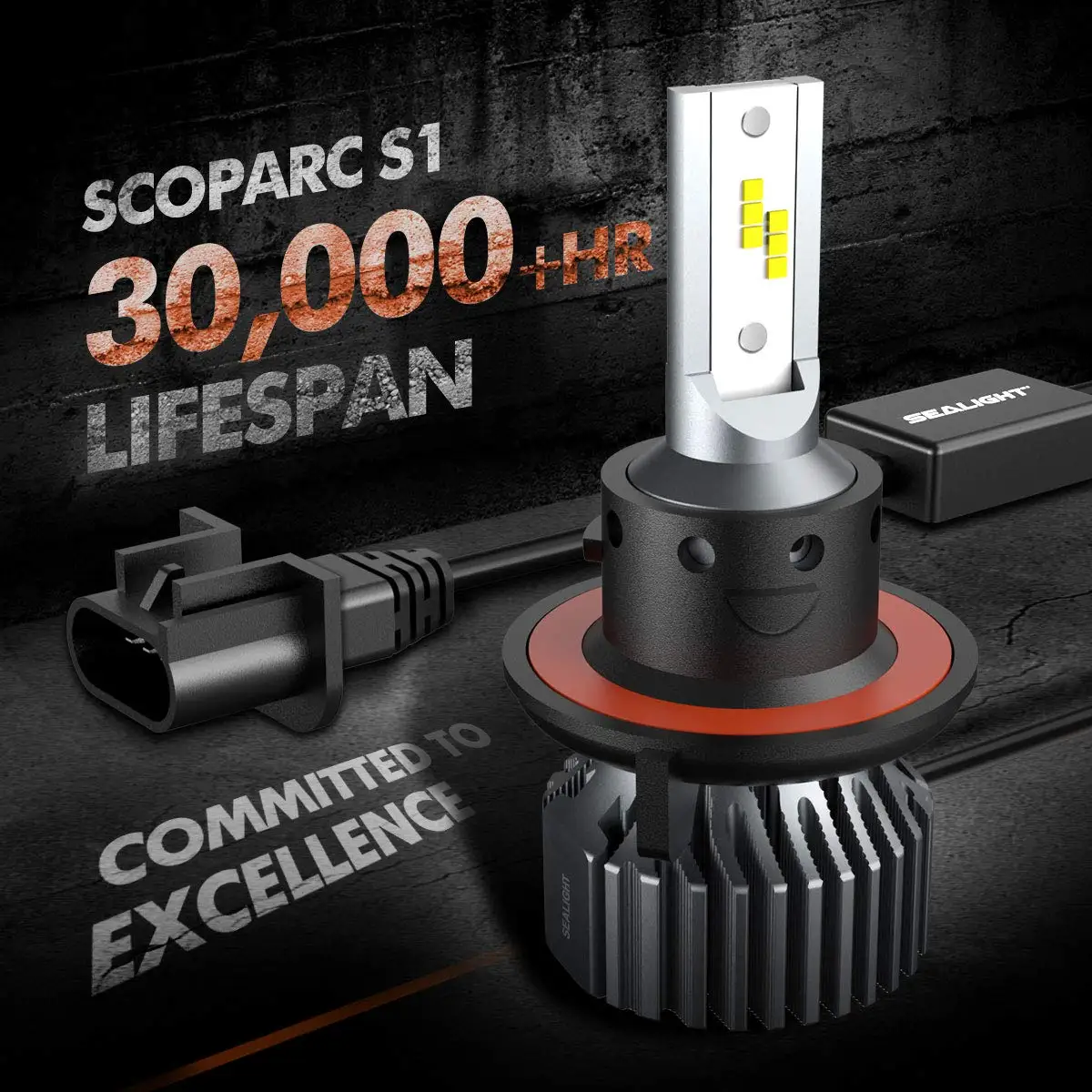 

SEALIGHT S1 H13/9008 LED Headlight Bulbs 60W 13000LM High Beam and Low Beam Conversion Kit 6000K Daylight White LED Light