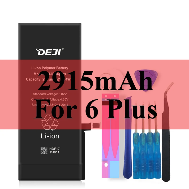 2915mAh For 6 Plus Deji Аккумулятор для Apple iPhone 5S SE 6 6s 7 4s 5 8 X SE 6Plus 6sPlus 8Plus Plus iPhone7 1430mAh-3410mAh сменный литий-полимерный батарея+бесплатный инструмент для Apple iPhone 5s SE 6 6s 7 Мобильный телефон батарея - Цвет: 2915mAh For 6 Plus