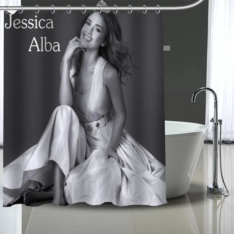 

Водонепроницаемая Штора для ванной, Полиэстеровая занавеска с рисунком под заказ, для ванной комнаты, «сделай сам», Jessica Alba