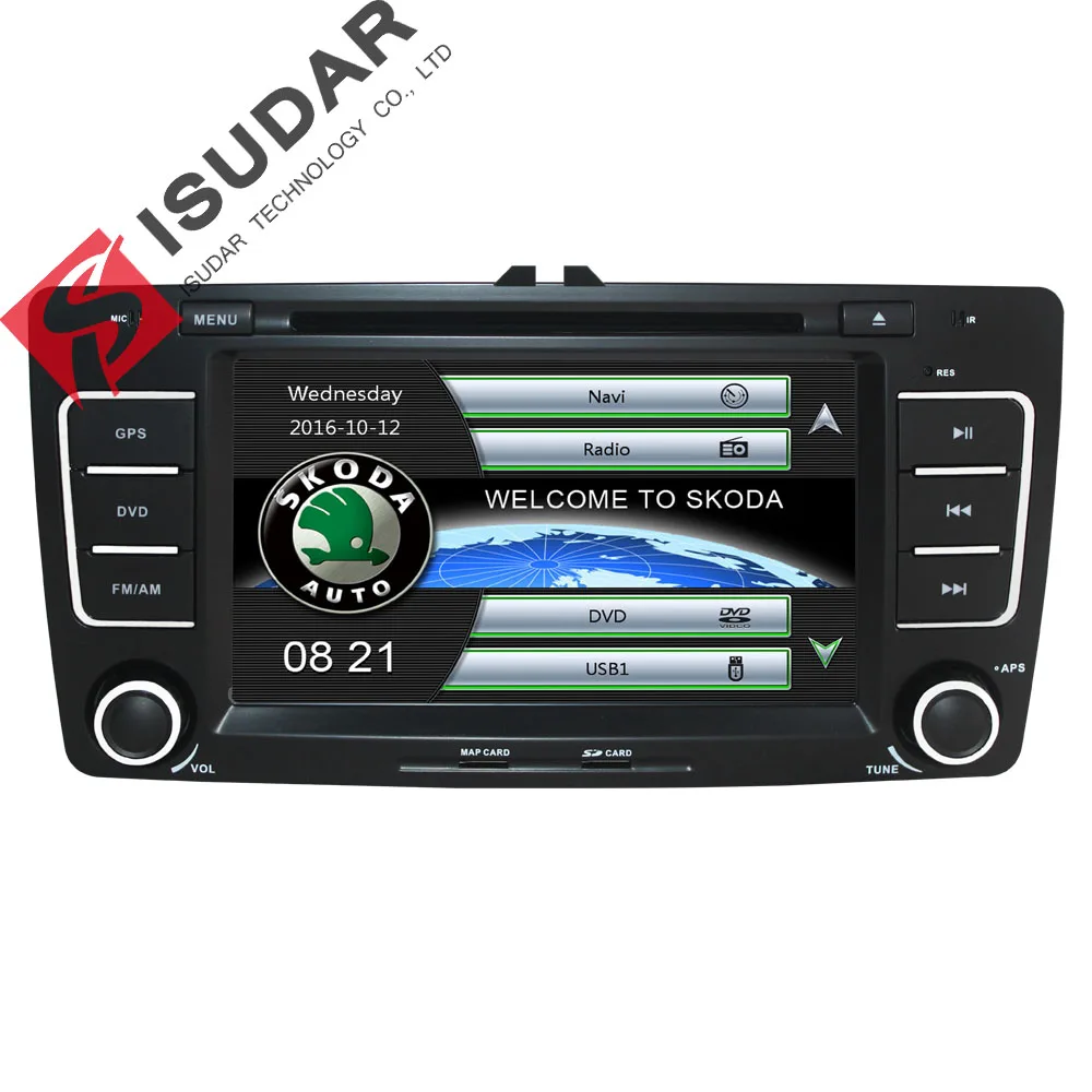 Isudar Автомагнитола с Сенсорным 7 Дюймовым Экраном Для Автомобилей SKODA Octavia 2009 2013