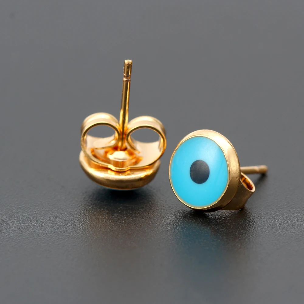 EVIL EYE золотой цвет маленькие серьги-гвоздики круглые синие турецкий глаз серьги ювелирные изделия ручной работы для женщин девушек EY6372