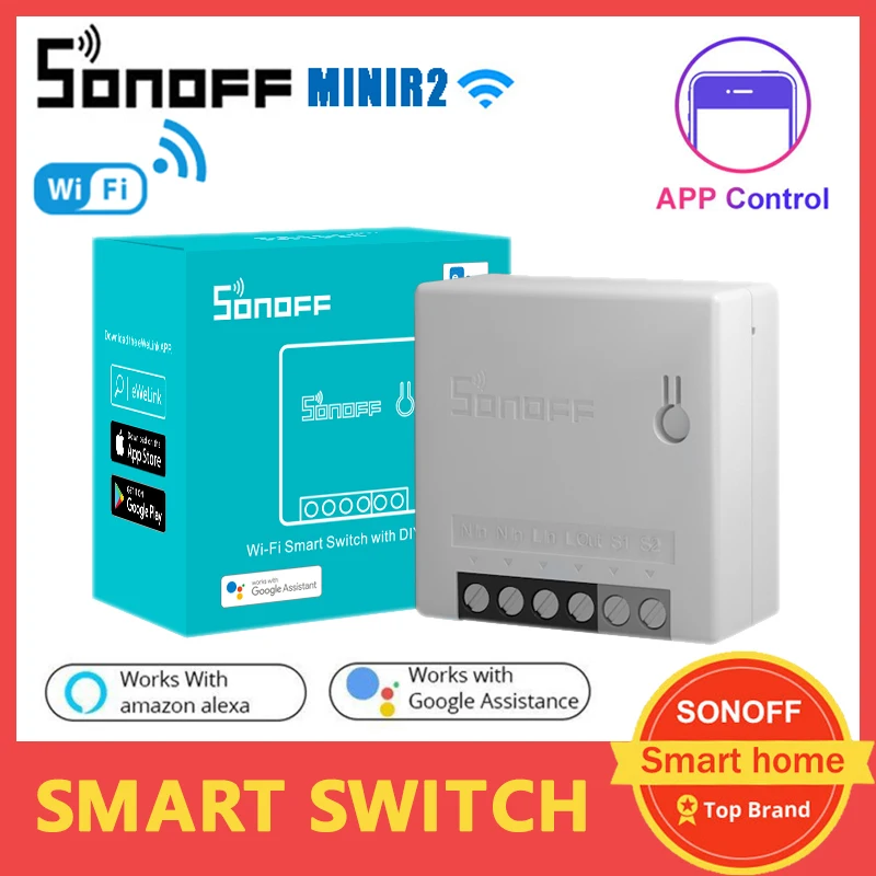

SONOFF Wifi MINI R2 Switch DIY MiniR2 Module Relay Timing Power Save Home Automation For EWelink APP Support Alexa Google Home