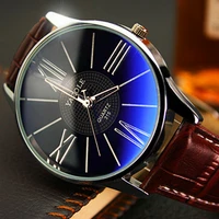 fashion business leather watch gentlemen waterproof quarts blue ray wristwatch men watches 2018 luxury brand relogio masculino