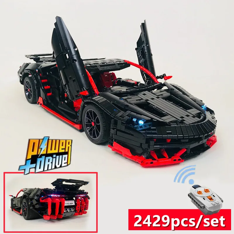 

Спортивный автомобиль, юбилейное издание, Centenario MOC-12560 RC двигатель, функция питания, автомобиль, подходит для строительных блоков, кирпичи, игрушки, модель