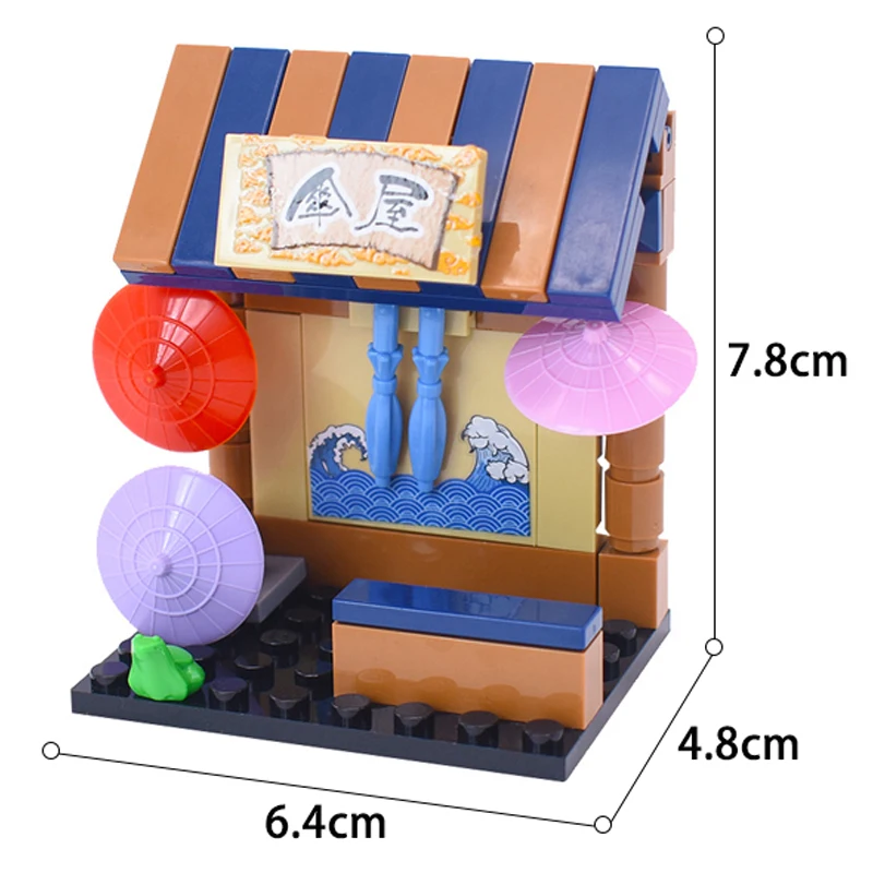 

8pcs/set Building Blocks Model Toy Sakura Snack Street View Restaurant House Set Figures Bricks DIY Toys for Children 8 in 1