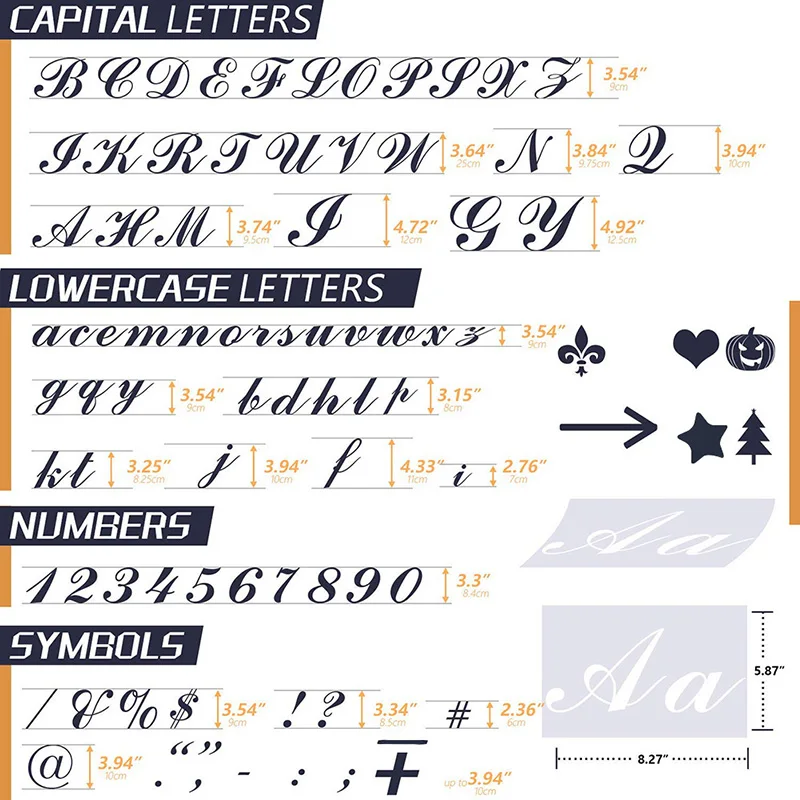 40pcs Set English Letter Stencils for Painting Mould Alphabet Signs Calligraphy Font Upper Lowercase Letters Reusable RT | Дом и сад