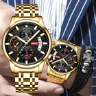 Популярные мужские часы от ведущего бренда NIBOSI, Роскошные автоматические кварцевые часы, водонепроницаемые Модные Часы из нержавеющей стали с хронографом