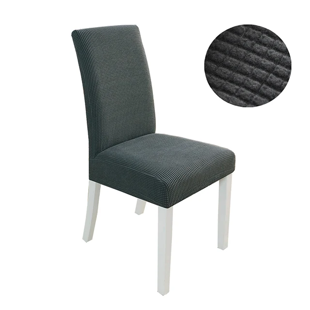 Dark gray Однотонная утолщенная накидка на стул из кукурузы, большие эластичные чехлы на стулья, чехлы на стулья для ресторана, банкета, отеля, украшения для дома - Цвет: Dark gray