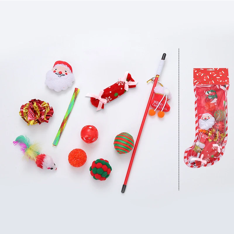 Cat Toy Set Christmas Series Sock Shape Free Combination Pet Products | Дом и сад