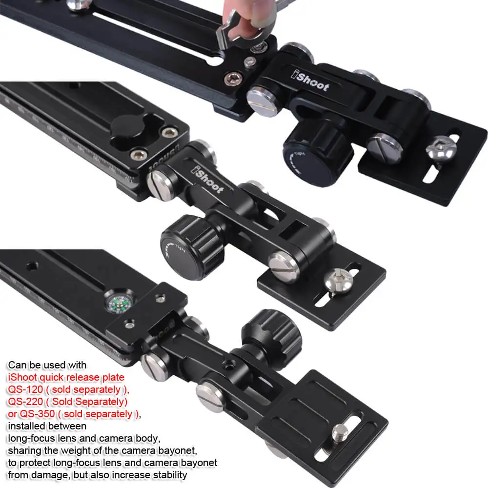 iShoot Telephoto Zoom Lens Bracket Long-Focus Support Holder for Camera Ball Head Quick Release Plate and Tripod Mount Ring | Электроника