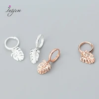 100 925 sterling silver earrings women korean version small with zircon leaf ear button temperament leaf ear jewelry wholesale
