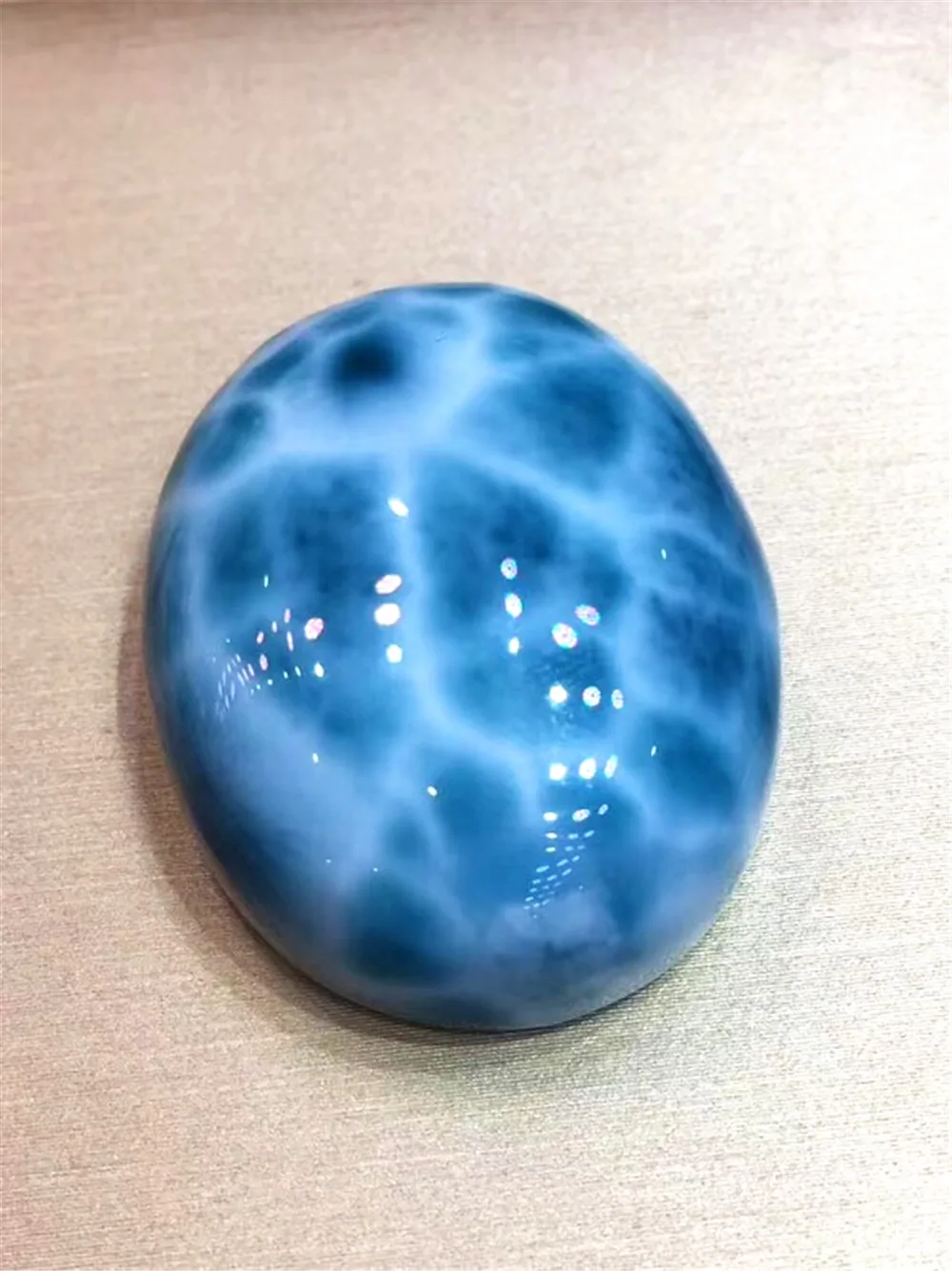 

Top Natural Blue Larimar Pendant Jewelry For Woman Man Crystal 33x25x12mm Oval Beads Silver Dominica Water Pattern Stone AAAAA