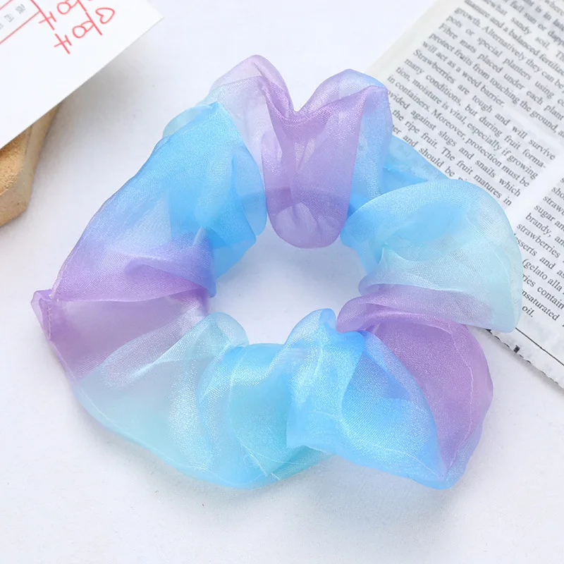 

Summer Sweet Organza Lace Scrunchies Hair Ties Rainbow Net Yarn Mesh Transparent Tulle Elastic Hair Bands Hair Accessories
