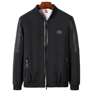 Бейсбольная куртка мужская, тонкая куртка-бомбер, Повседневная однотонная верхняя одежда на молнии с карманами, весна-осень