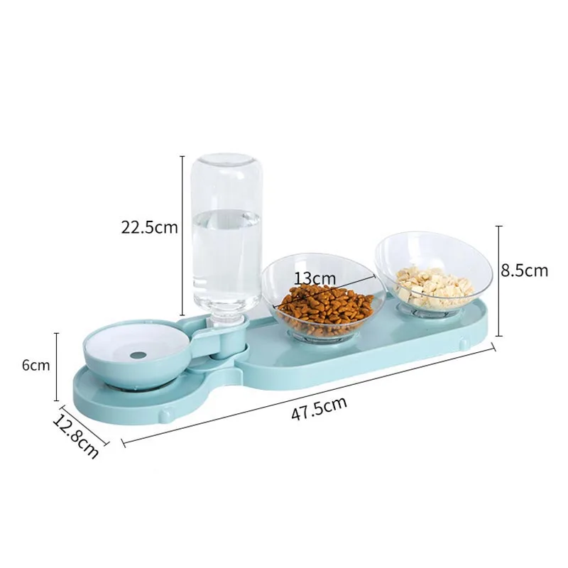

Double Cat Bowls Pet Food Feeder Water Dispenser Dog Cat Feeding Bowl with Waterer Puppy Drinking Raised Stand Dish Pet Supplies