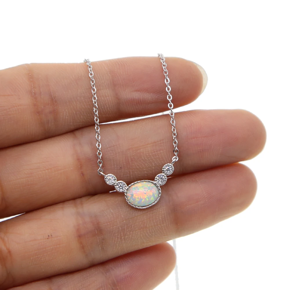 HOT sale 925 sterling silver Delicate V charm pave cz opal stone minimal lovely women girl dainty jewelry thin chain necklace  Украшения
