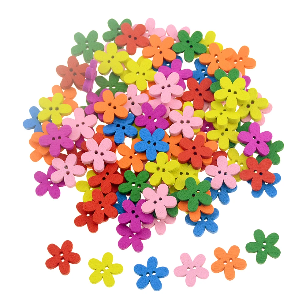 100 шт./компл. 2 отверстия разные цвета искусственная древесина скрапбукинг