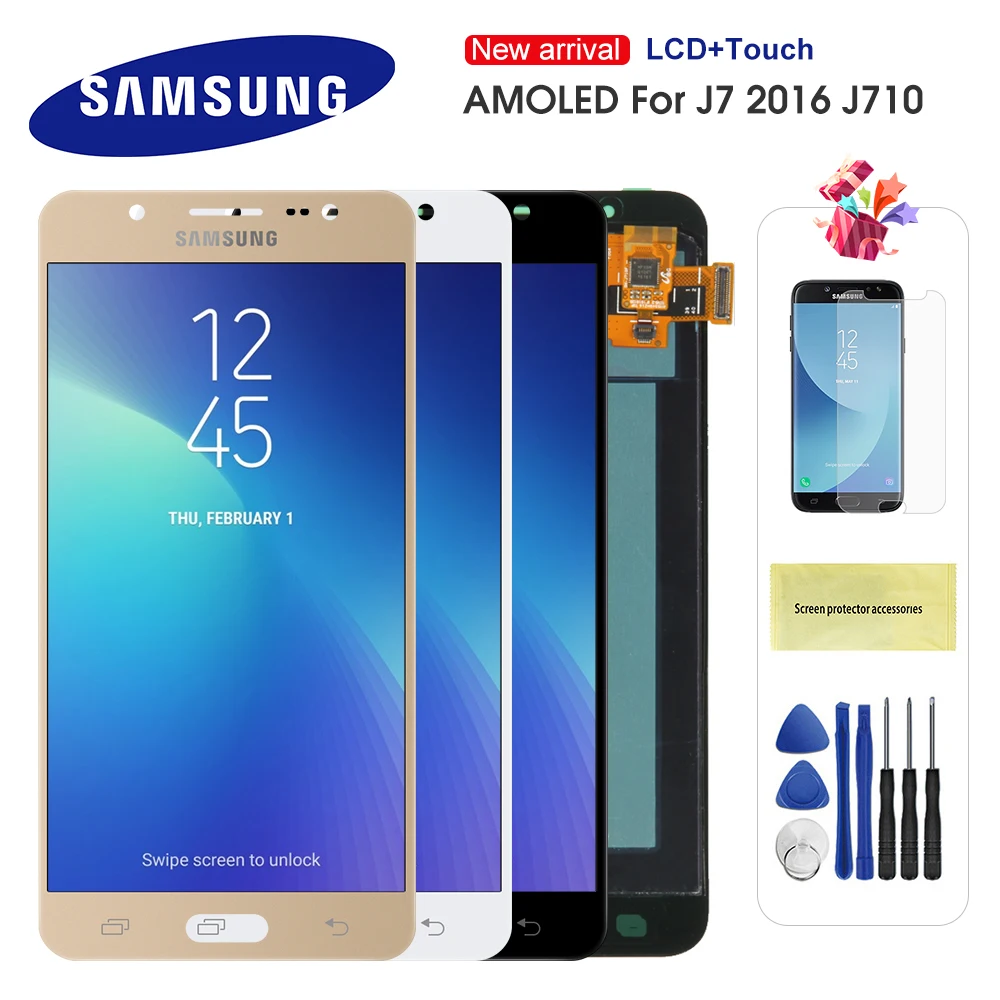 

Оригинальный ЖК-дисплей AMOLED для Samsung Galaxy J7 2016 J710 J710F J710FN J710M J710Y, ЖК-дисплей с сенсорным экраном и дигитайзером в сборе