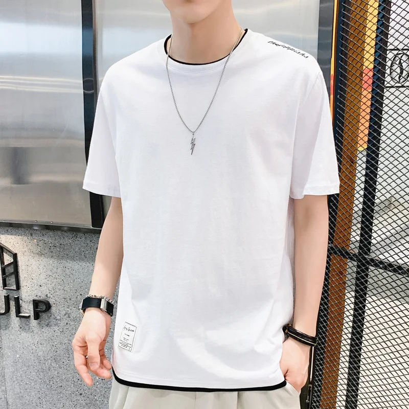 

Summer new men's short-sleeved T-shirt tide brand loose cotton round neck short sleeves