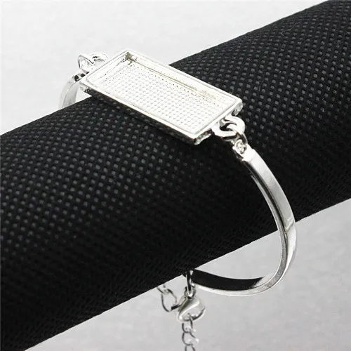 Silver color Fit 10x25 мм винтажный металлический прямоугольник пустая Установка ободок браслет из кабошона прямоугольная основа для DIY браслет 5 нитей/лот K05376 - Цвет: Silver color