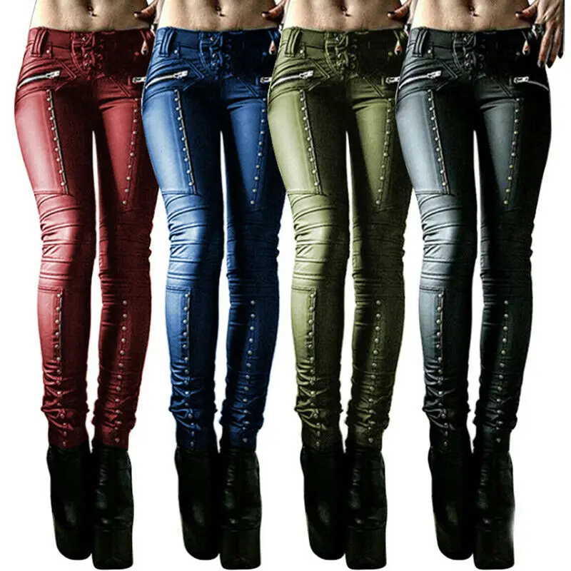 Pants Sexy Skinny Plus Size 2021 Hot Women Casual Steampunk Pu Leather Trousers Leggings