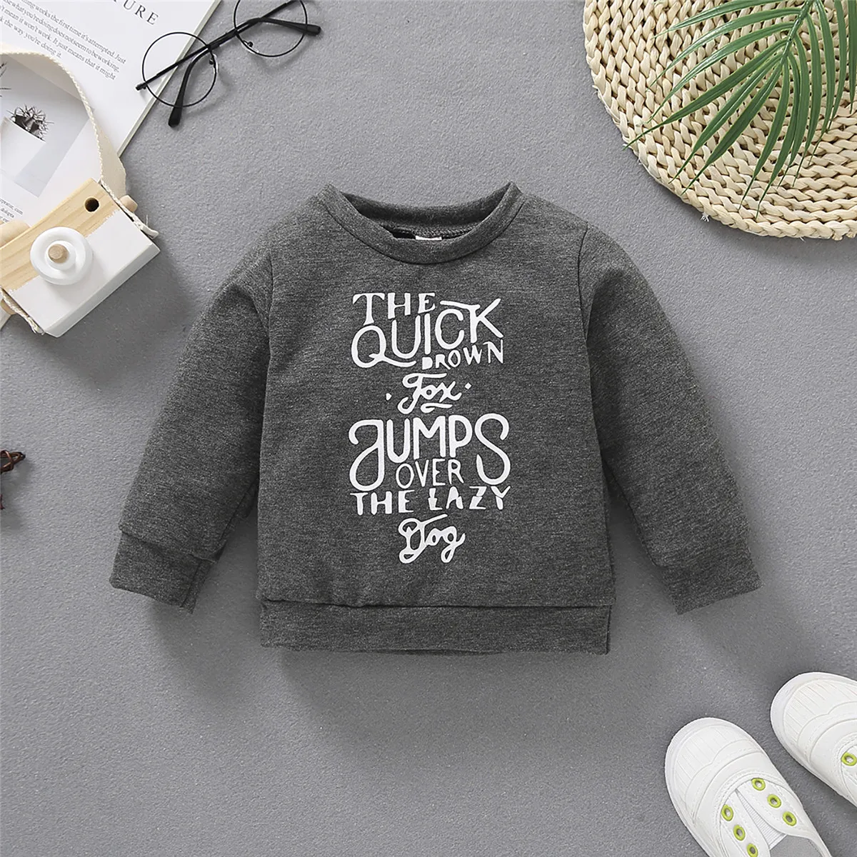Pudcoco Baby Sweater, Letter Print Round Neck Long Sleeve Top for Birthday Party Photography Vacation Hoodies New Fashion 2021
