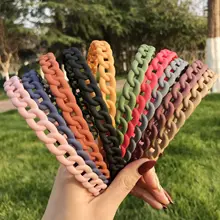 Chaîne de tête de couleur unie mate, accessoires de cheveux, chouchou pour femmes et filles, lunette creuse, Turban  (2)