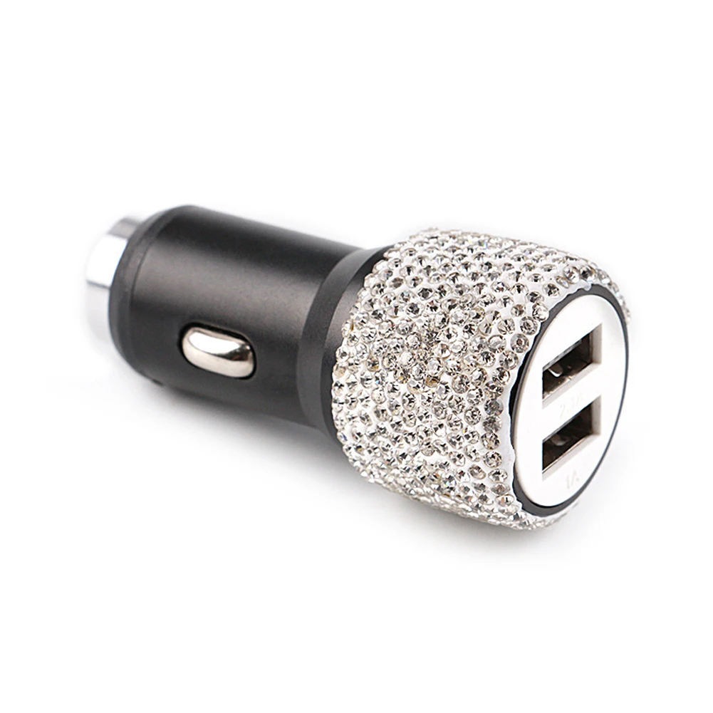 5pcs shiny car accessories set bling rhinestone kit w dual usb car charger air vent phone mount 3 in 1 charging cable and hooks free global shipping