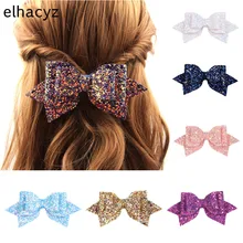 5'' Big Glitter Knot Bow Clip Girls Bling Princess Hairgrips Large Shiny Hair Bows Women Party Hairpins Kids Hair Accessories (3)